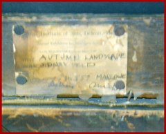 Original exhibition label on reverse....  "Art Institute of Arts, Detroit Mich.", Annual Exhibition...TITLE: "Autumn Landscape"...ARTIST: "Sidney Peles"...ADDRESS: ....Marlowe, Detroit, Mich. 